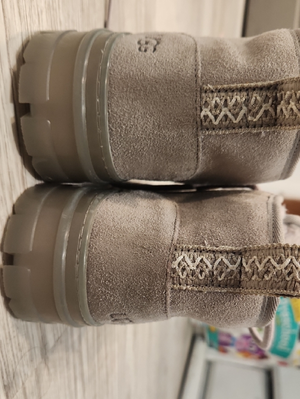 UGG Grey Suede Shearling Lace-Up Ankle Boots - Picture 6 of 7